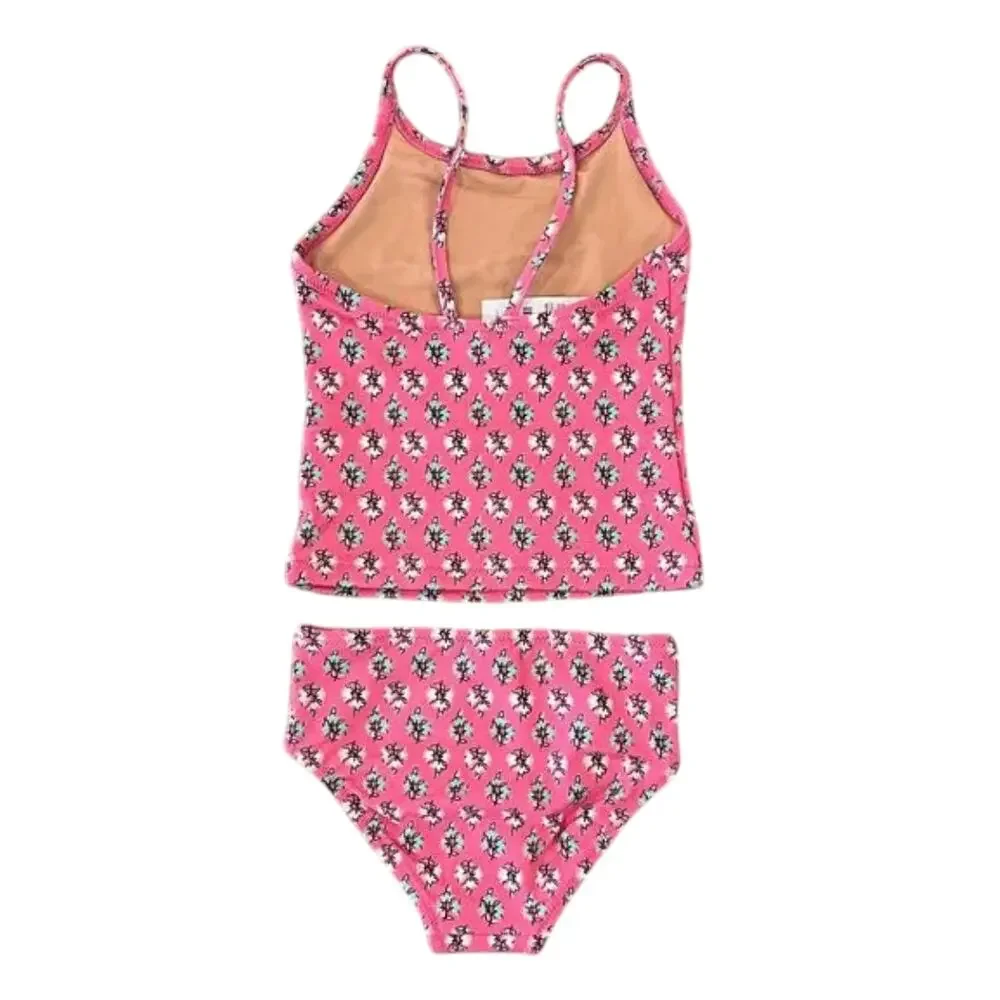 NWT J. Crew Girls' Pink Floral Tankini Set Swimsuit - SIZE 2